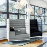 Alcove Four Seater Acoustic Privacy Lounge High Back Fabric Sofa Meeting Booth with Table - Gavisco Office Furniture